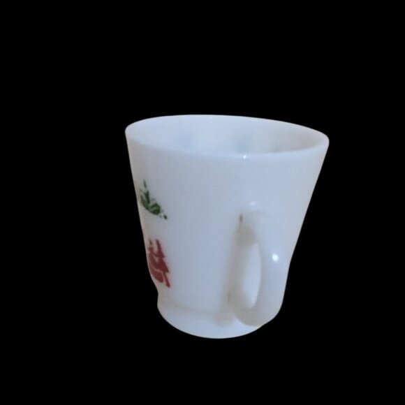 Hazel Atlas Egg Nog Holiday Milk Glass Mug Festive Red & Green Vintage Design - Picture 7 of 9